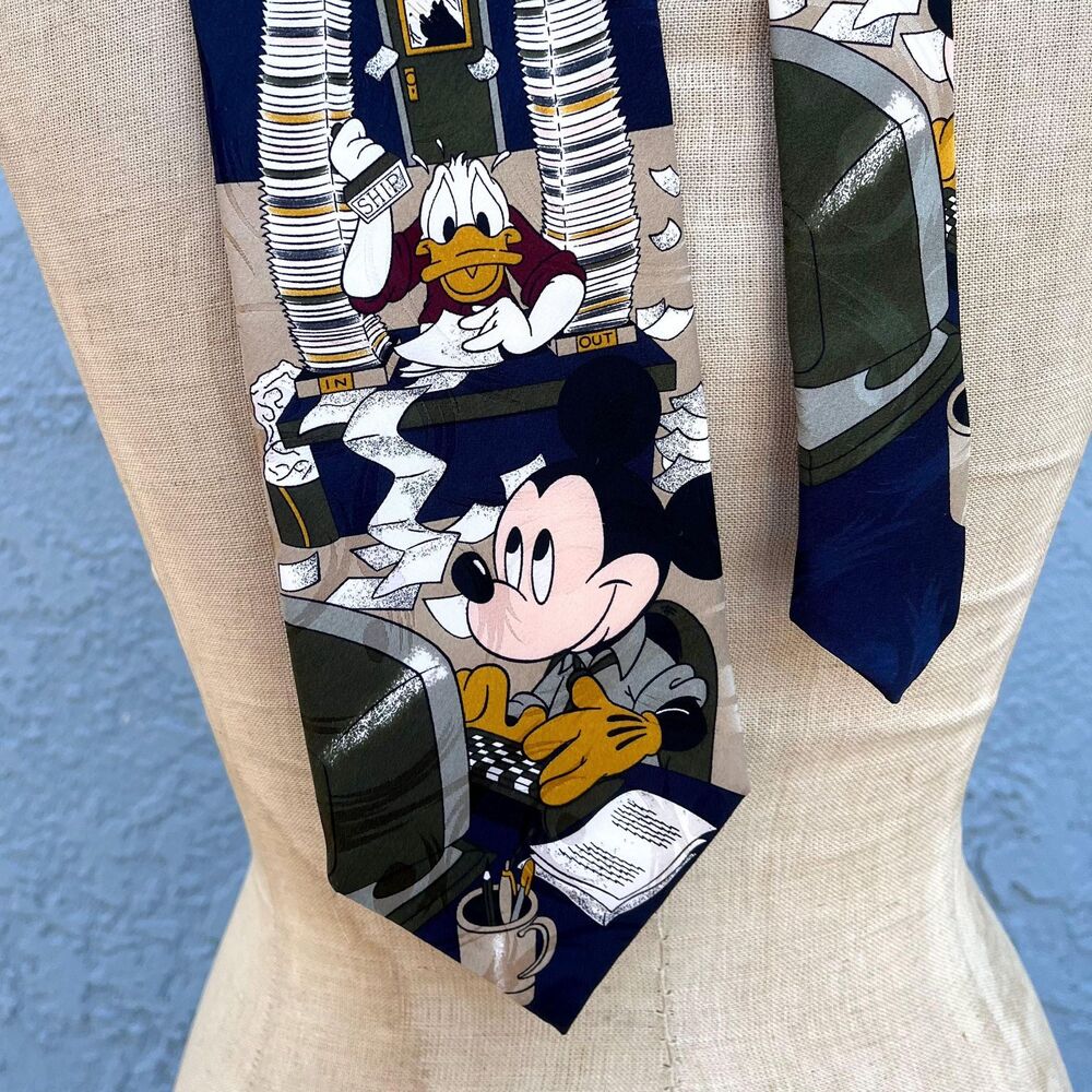 Vintage Disney Tie Silk Mickey Donald Duck computer print
